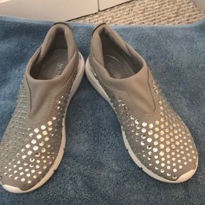 MICHAEL KORS silver studded loafers soft outer lining size 7 1/2